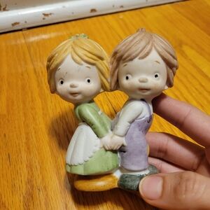 VTG Adorable Little Porcelain Twins Brother And Sister Figurine Decor Japan